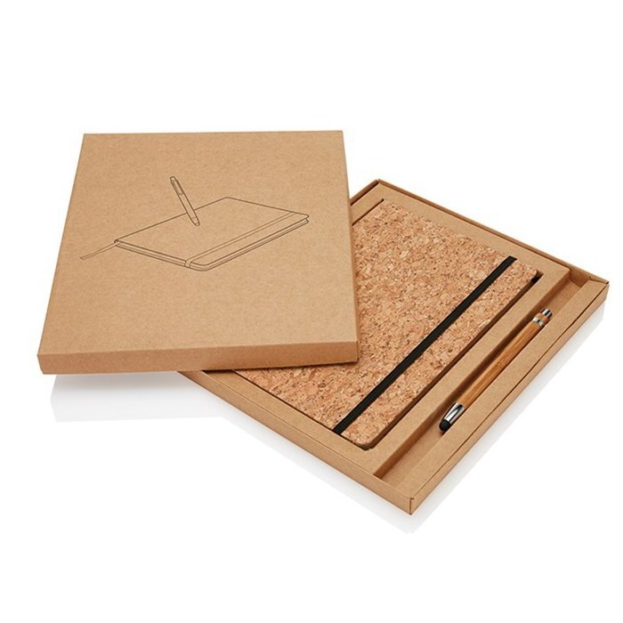 Cork Notebook Gift Sets with pen Eco-friendly Premium Cork Cover Notebook A5 Hardcover Notebook Set for promotional gift