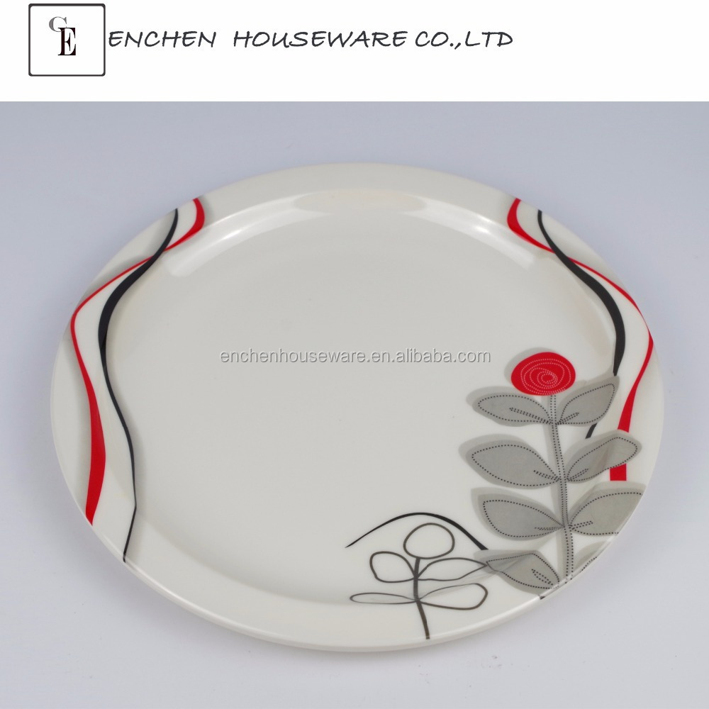 Superior Quality Unbreakable Wholesale Plastic Melamine Dinner Plate Reusable Melamine Flatter  Dishes