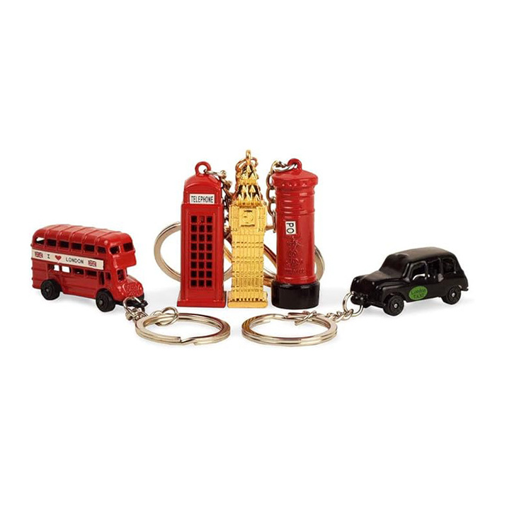 Custom Made London Souvenirs Key Chain 3D Big Ben Car Telephone Booth Tourist Souvenir Keychain London Big Ben Keyring Metal