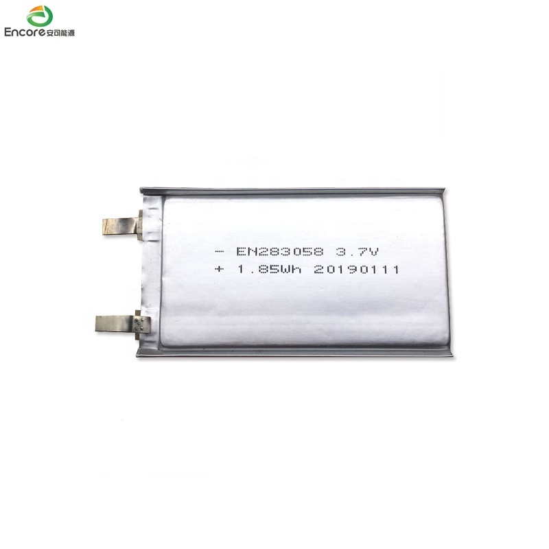 Rechargeable 3.7v smallest 2.8mm thickness ultra thin lipo battery 283058 500mAH 1.85wh for intelligent card