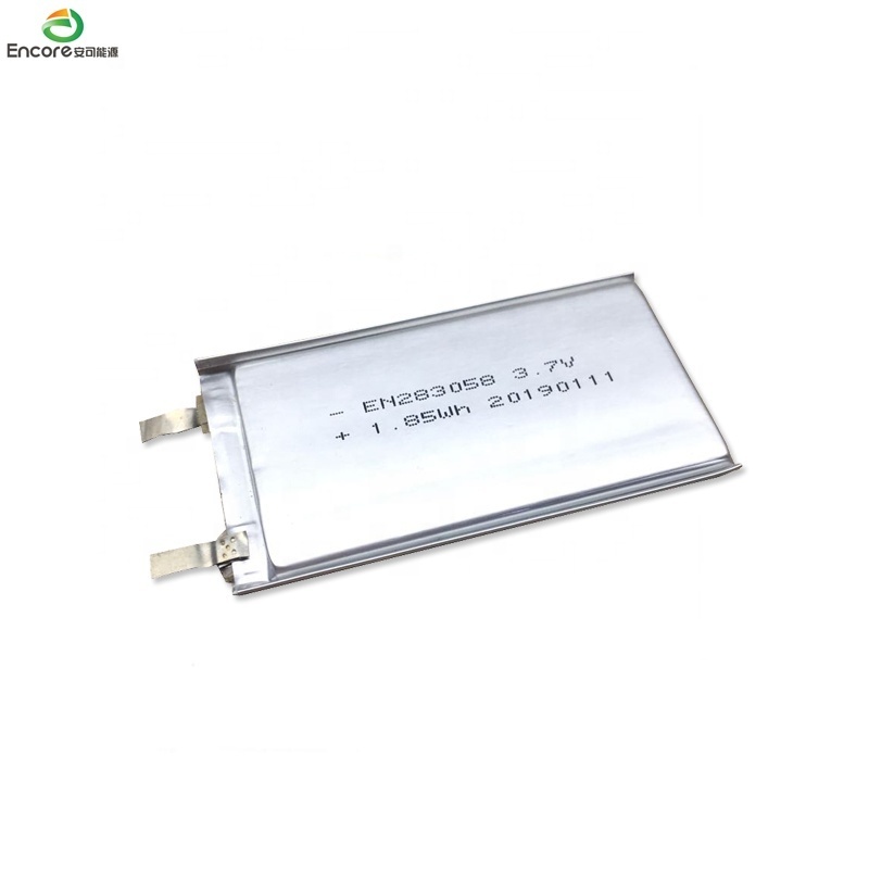 Rechargeable 3.7v smallest 2.8mm thickness ultra thin lipo battery 283058 500mAH 1.85wh for intelligent card