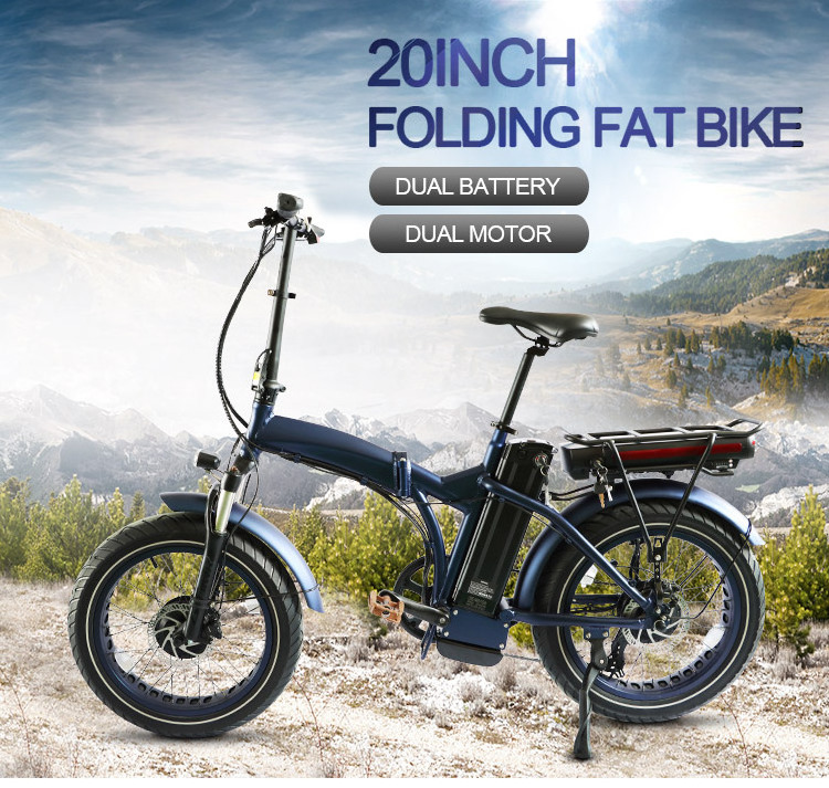 Dual Battery dual motor Electric Bike 20Inch Folding Ebike 4.0 Fat Tyre Bicycle 48v 25Ah Long Range Pedal Assist For Adults Wome