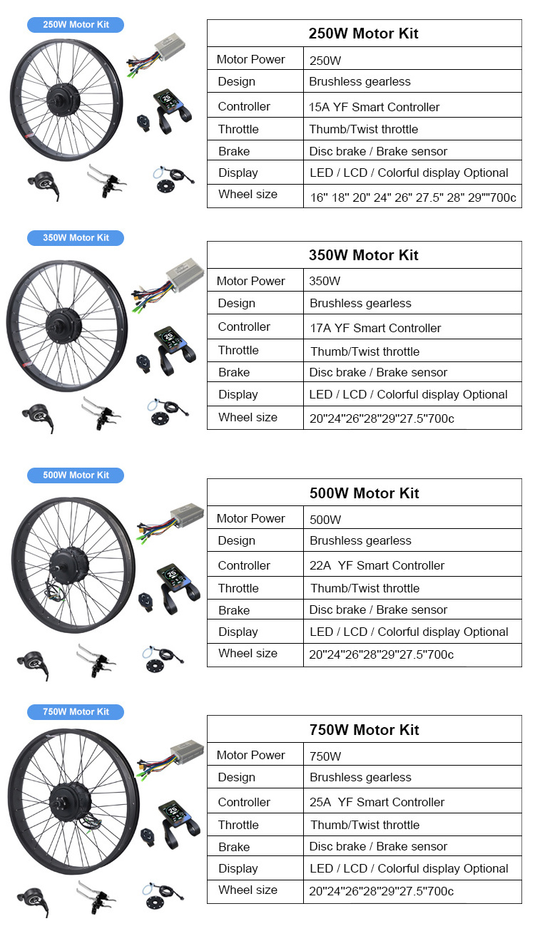 Diy Fat Tire Hub Motor Kit 16 Inch 24V 36V 250W 350W 500W 750w Electric Bike Bicycle Conversion Kits For Snow