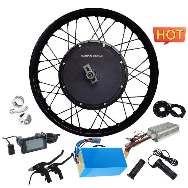 High speed 100km/h 72v 5000w rear wheel hub dc motor e bike conversion kit 5000w electric bicycle kit with tire