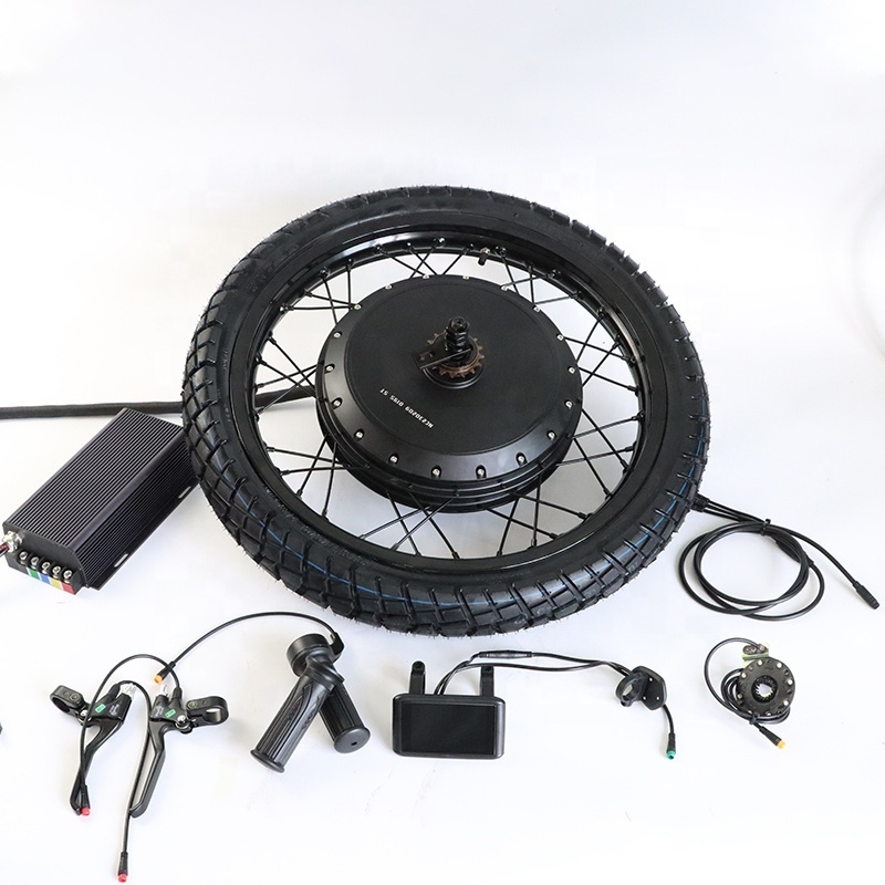 High speed 100km/h 72v 5000w rear wheel hub dc motor e bike conversion kit 5000w electric bicycle kit with tire