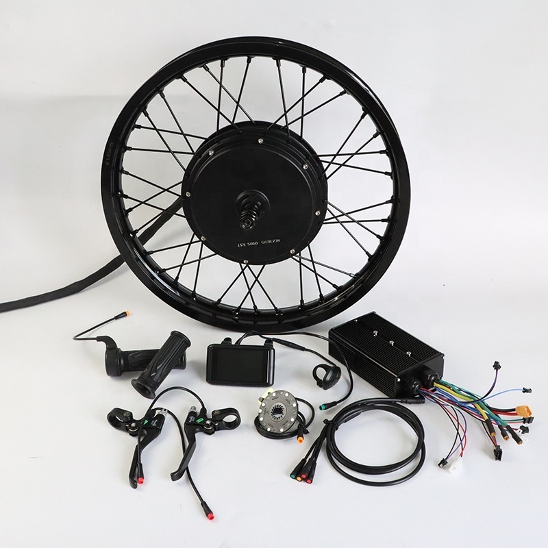 High speed 100km/h 72v 5000w rear wheel hub dc motor e bike conversion kit 5000w electric bicycle kit with tire