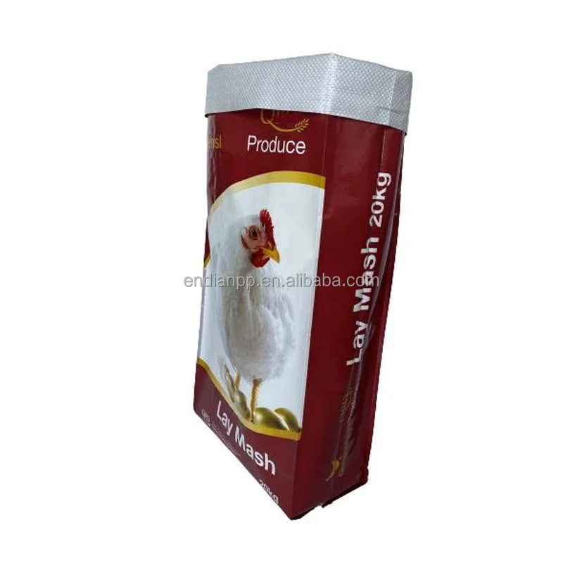 BOPP Laminated White PP  Woven Plastic Bag 25kg Empty PP Sack For Animal Horse Fish Chicken Poultry Feeds Packing