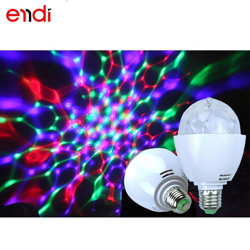 ENDI cheap E27 RGB LED crystal Magic ball light with rainbow 360 rotation effect for Club Party home amusement park Bulb