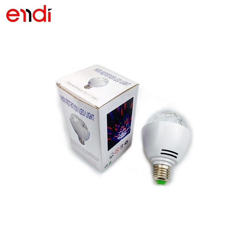 ENDI cheap E27 RGB LED crystal Magic ball light with rainbow 360 rotation effect for Club Party home amusement park Bulb