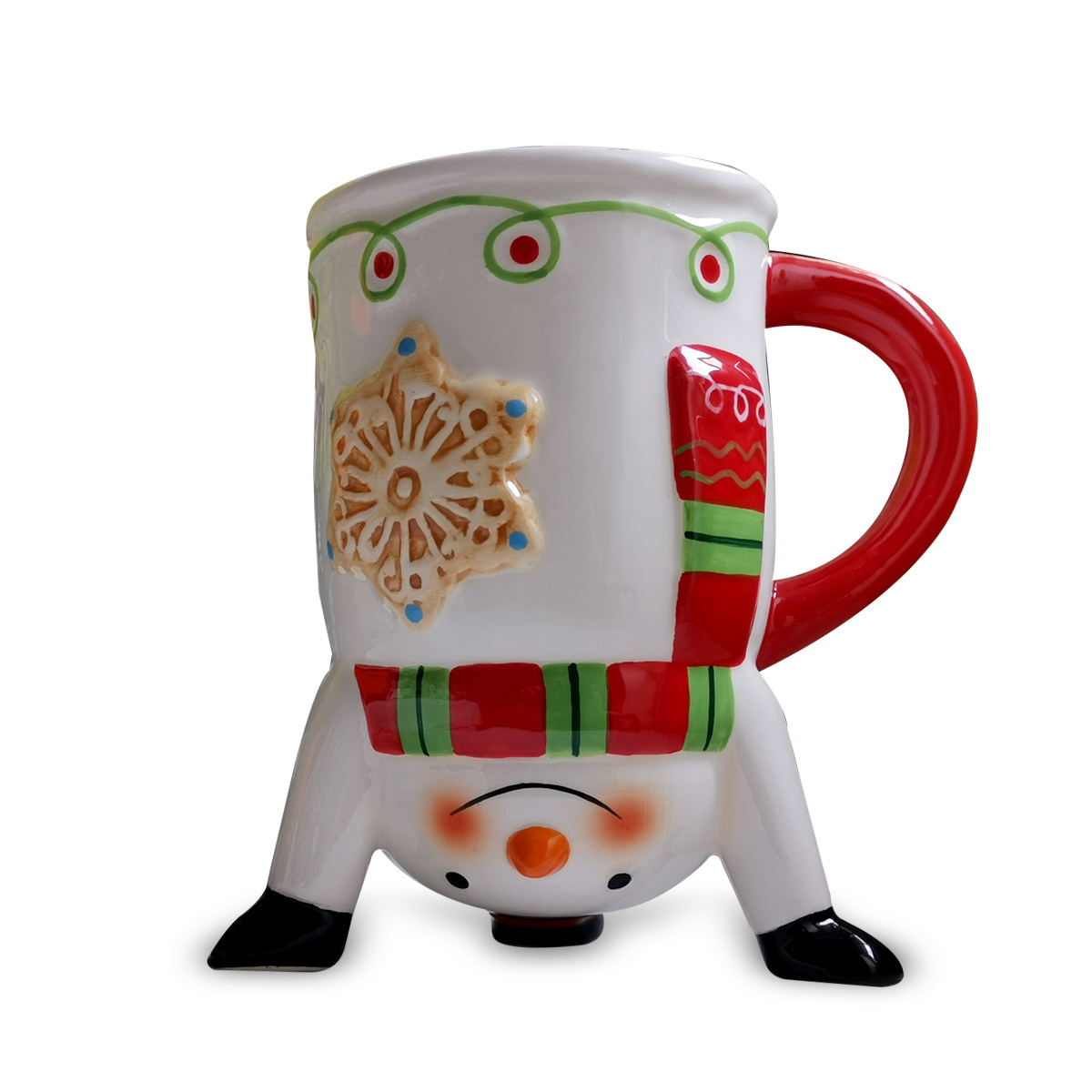 Handpainting Handstand Snowman Mug Christmas Ceramic Snowman 3D Mug  Dolomite Snowman Coffee Mug