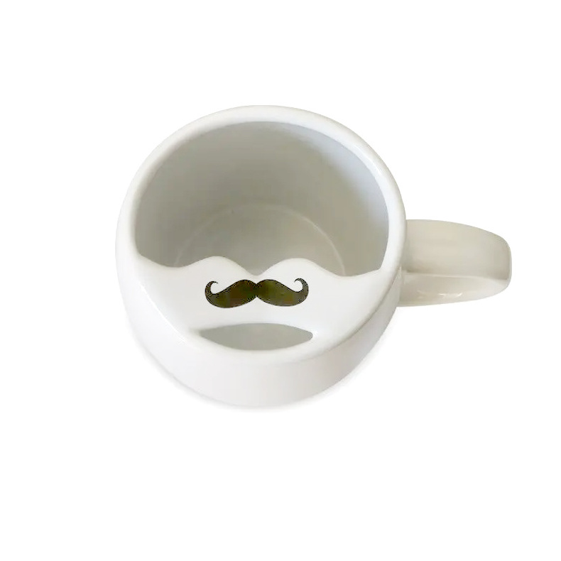 Wholesale Mustache On Top Coffee Cup With Logo Printed Nordic Style Custom Ceramic Unique Mr Mugs For Dad And Men