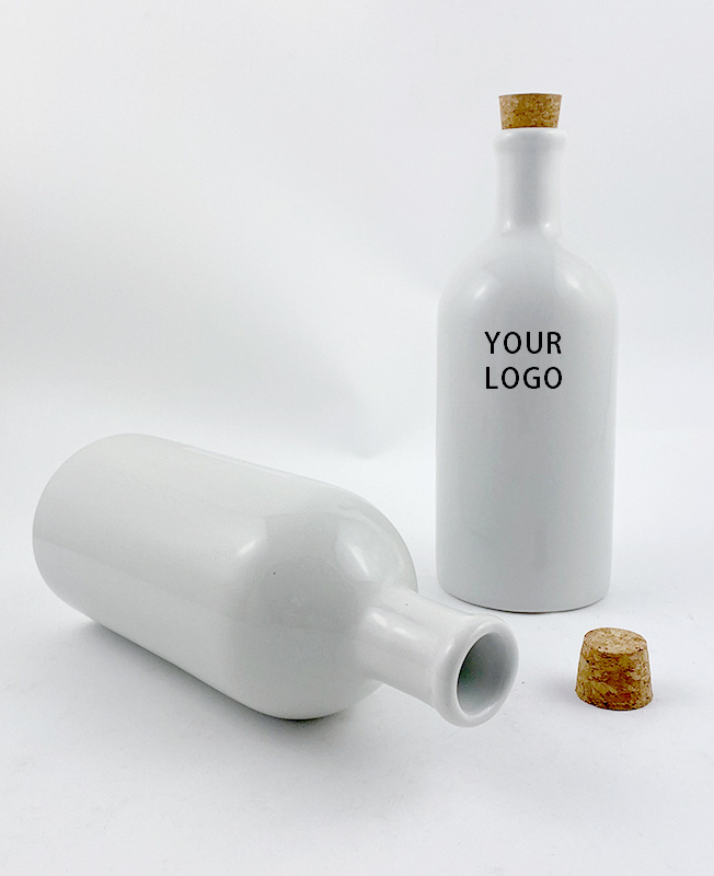 Bulk Custom Simple restaurant Empty Beer Drink Olive Oil Bottle Container Ceramic Wine Bottle Decanter ceramic olive oil bottle