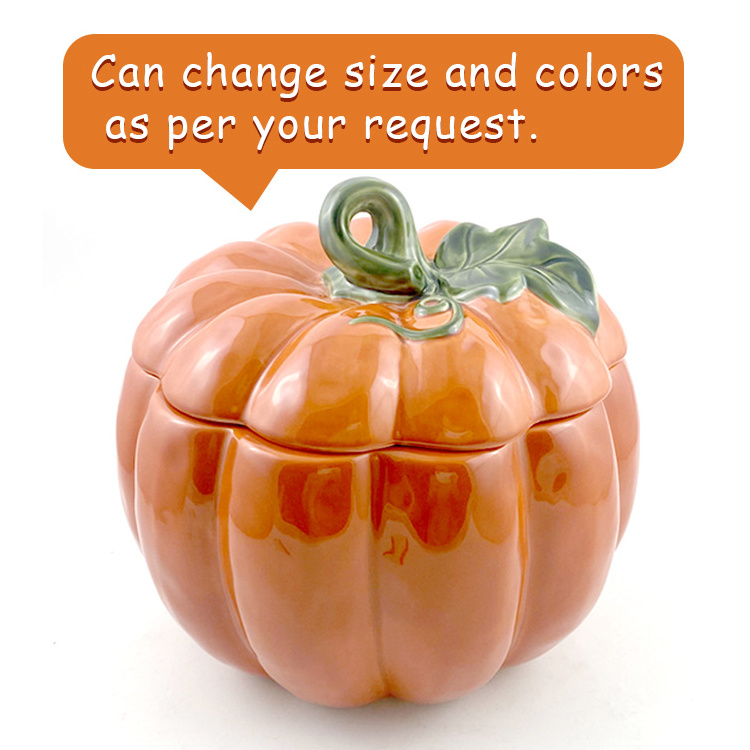 2023 new design  big Multifunction ceramic pumpkin cookie jar