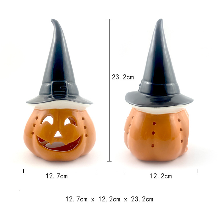 Halloween Ceramic Tealight Candle Holder Dolomite Handpainted Pumpkin Tealight Holder