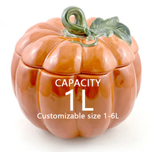 2023 new design  big Multifunction ceramic pumpkin cookie jar