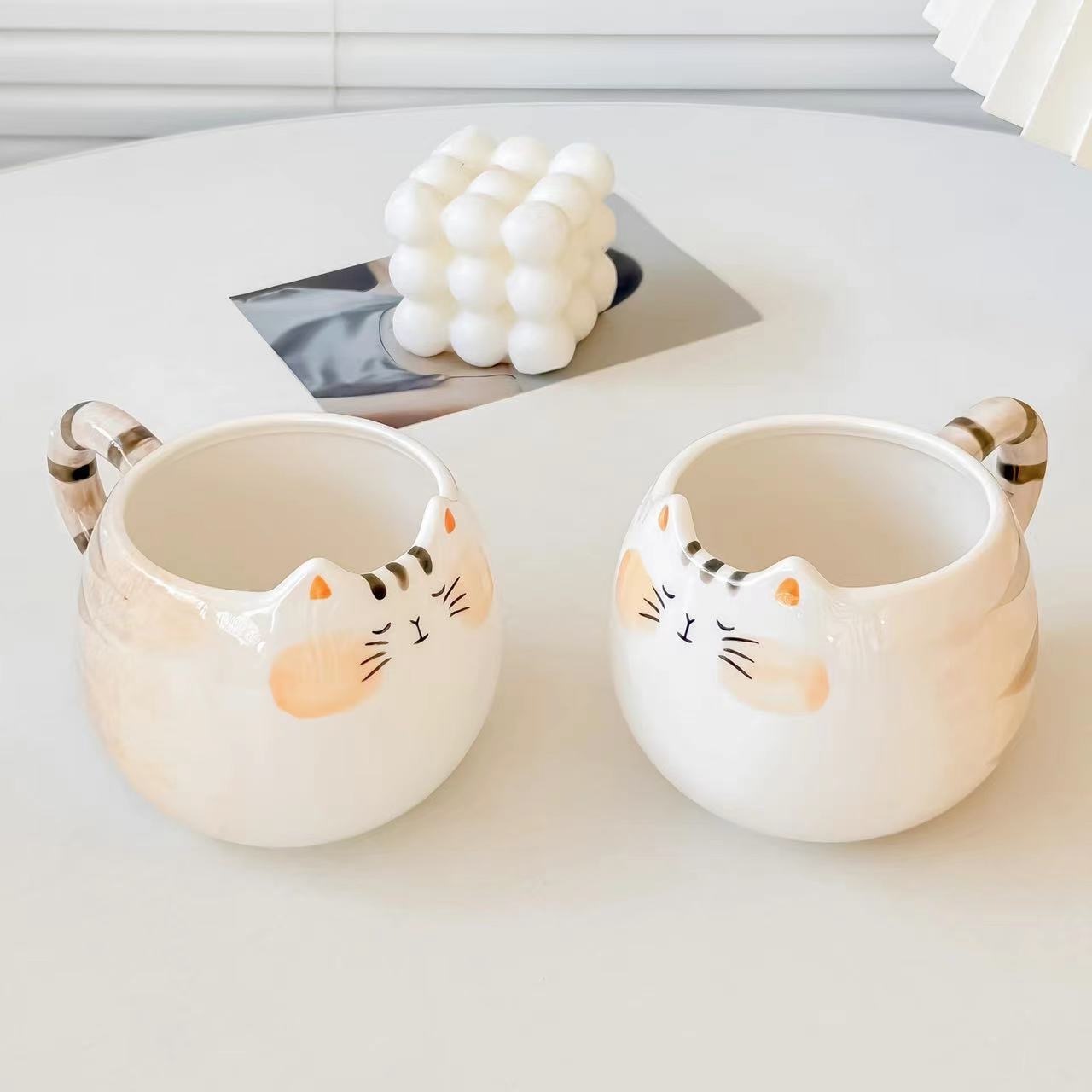 2024 trend  hot sale product Lovely Cat 3D mugs wholesale Handpainting Dolomite Tea cute Mug ceramic Animal 3D Coffee Mug