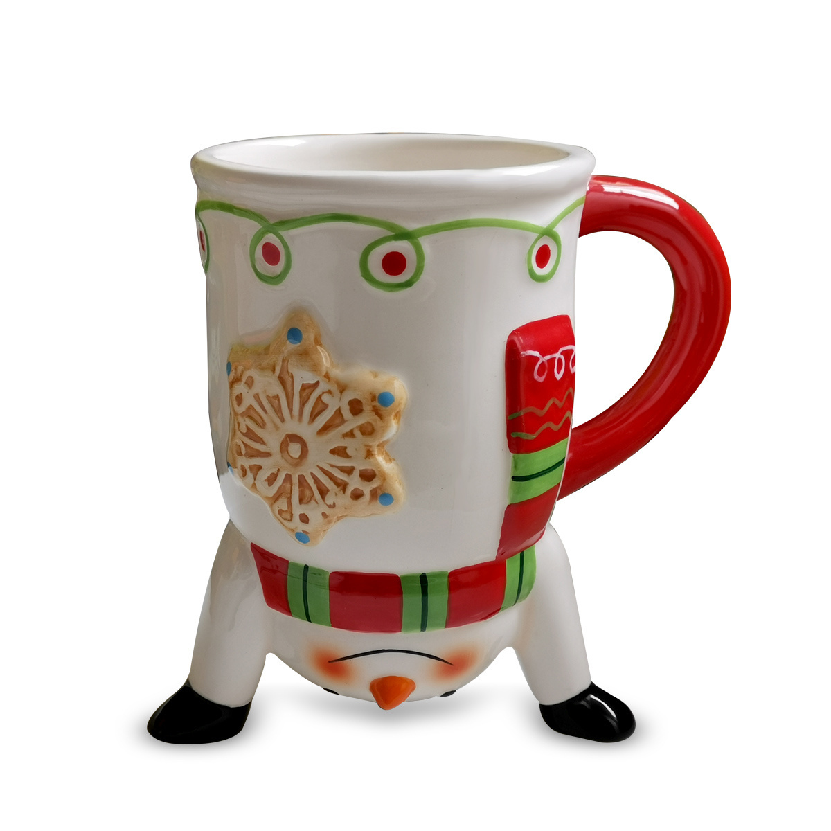 Handpainting Handstand Snowman Mug Christmas Ceramic Snowman 3D Mug  Dolomite Snowman Coffee Mug