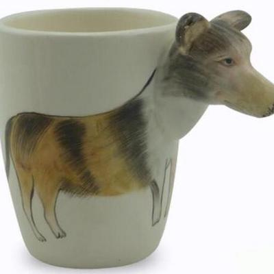 Animal 3D mug wholesale handpainting dolomite Drinking Cup Ceramic Dog Design Embossed coffee mug