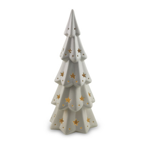 Wholesale Home Decor Ceramic Christmas Tree Holiday Indoor White OEM Customized LED Light Christmas Tree