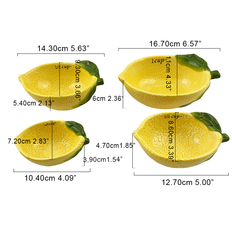 Factory direct lemon shape ceramic  kitchen accessory measuring cup measuring cups set ceramic measuring cups