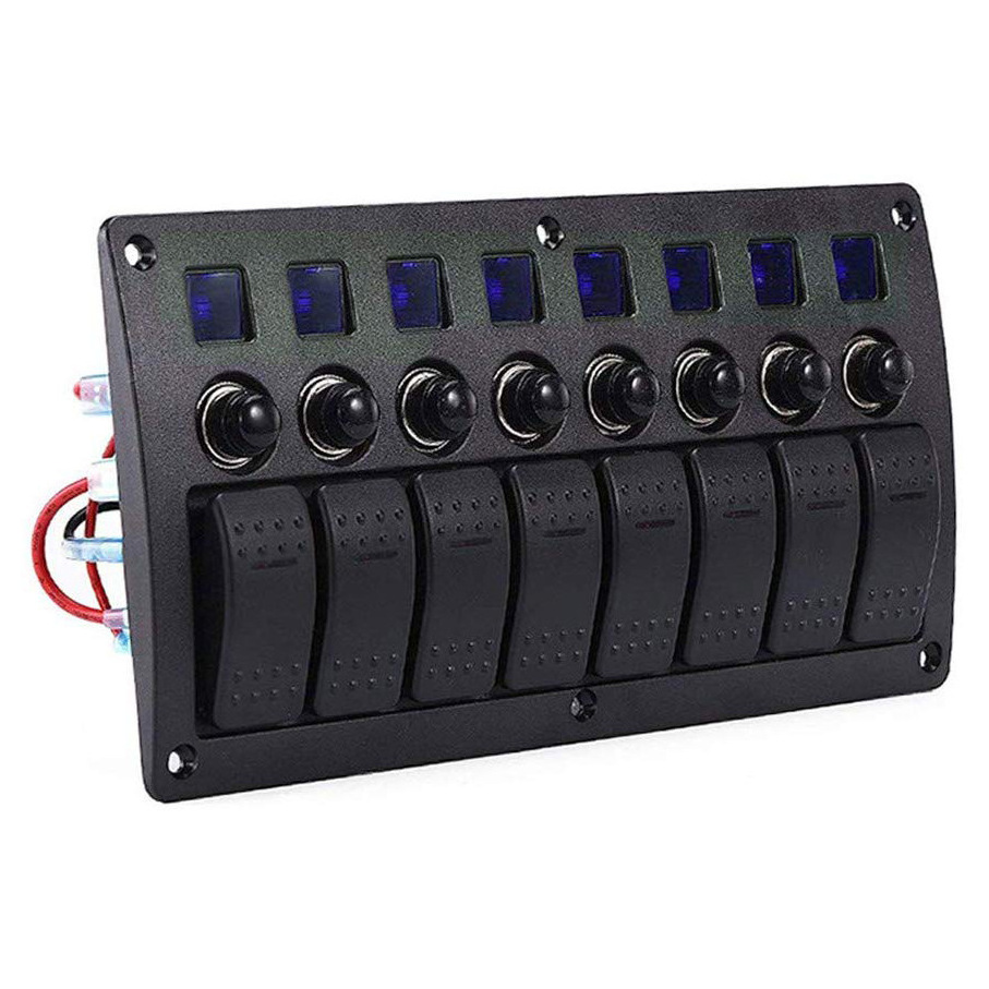 custom marine switch panel 8 Way combination waterproof boat switch panel for car,yacht,rv