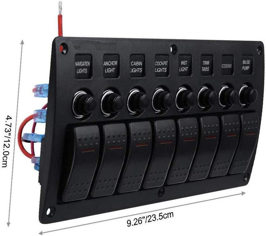 custom marine switch panel 8 Way combination waterproof boat switch panel for car,yacht,rv