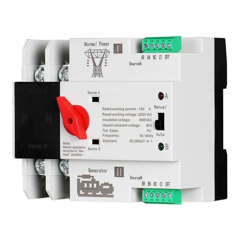 Dual Power Automatic Transfer Switch, 2P/125A Dual Power Generator Changeover Switch