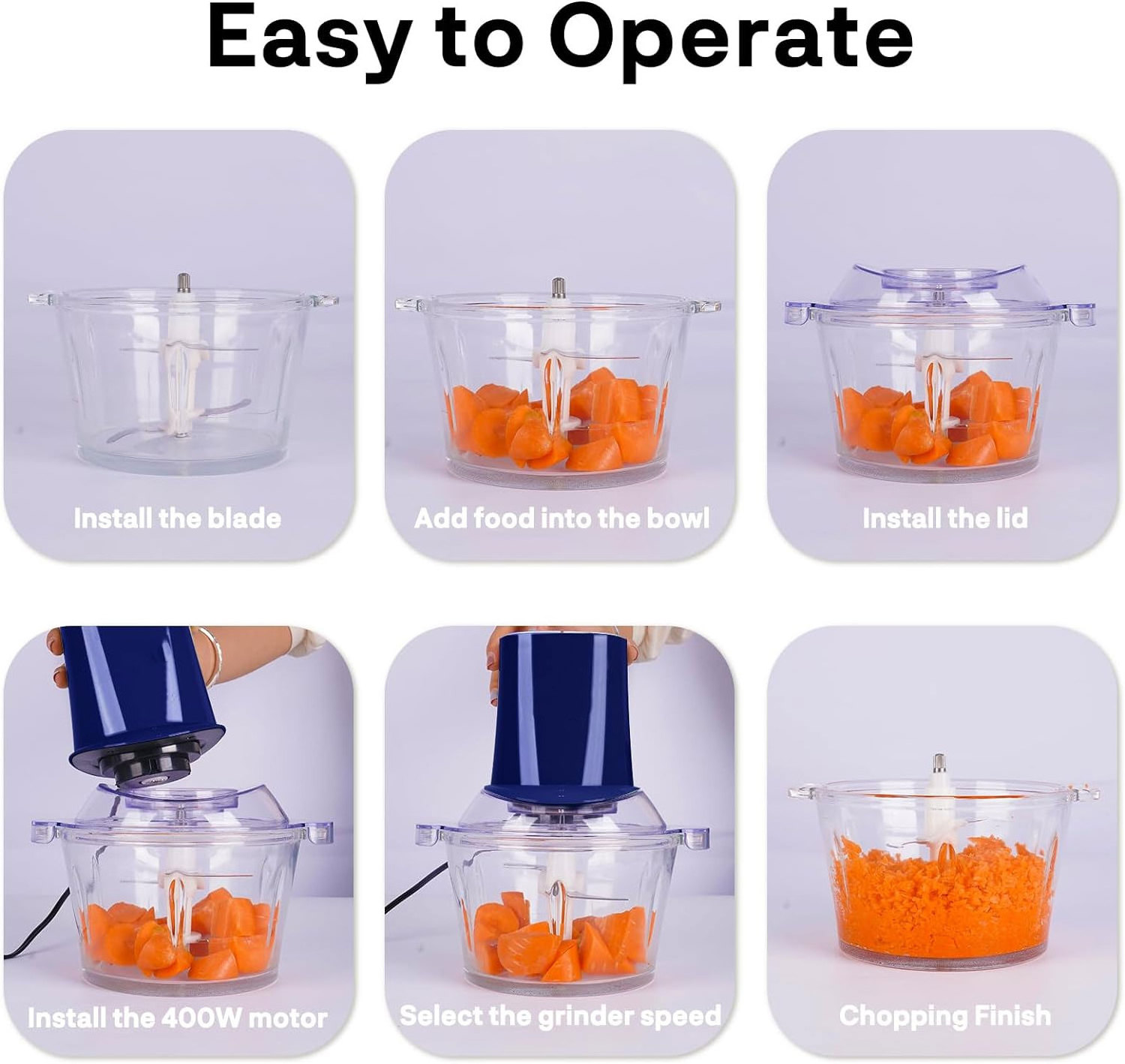 Kitchen Gadgets Electric Food Chopper 8 Cup Food Processor 2 Speed Modes Meat Grinder Vegetable Chopper