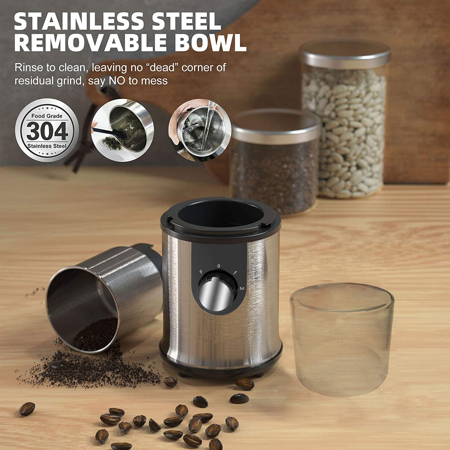 Electric Stainless Steel Blades Coffee Grinder Mill Electric coffee Grinder Upgrade Noiseless Motor Grinder Coffee