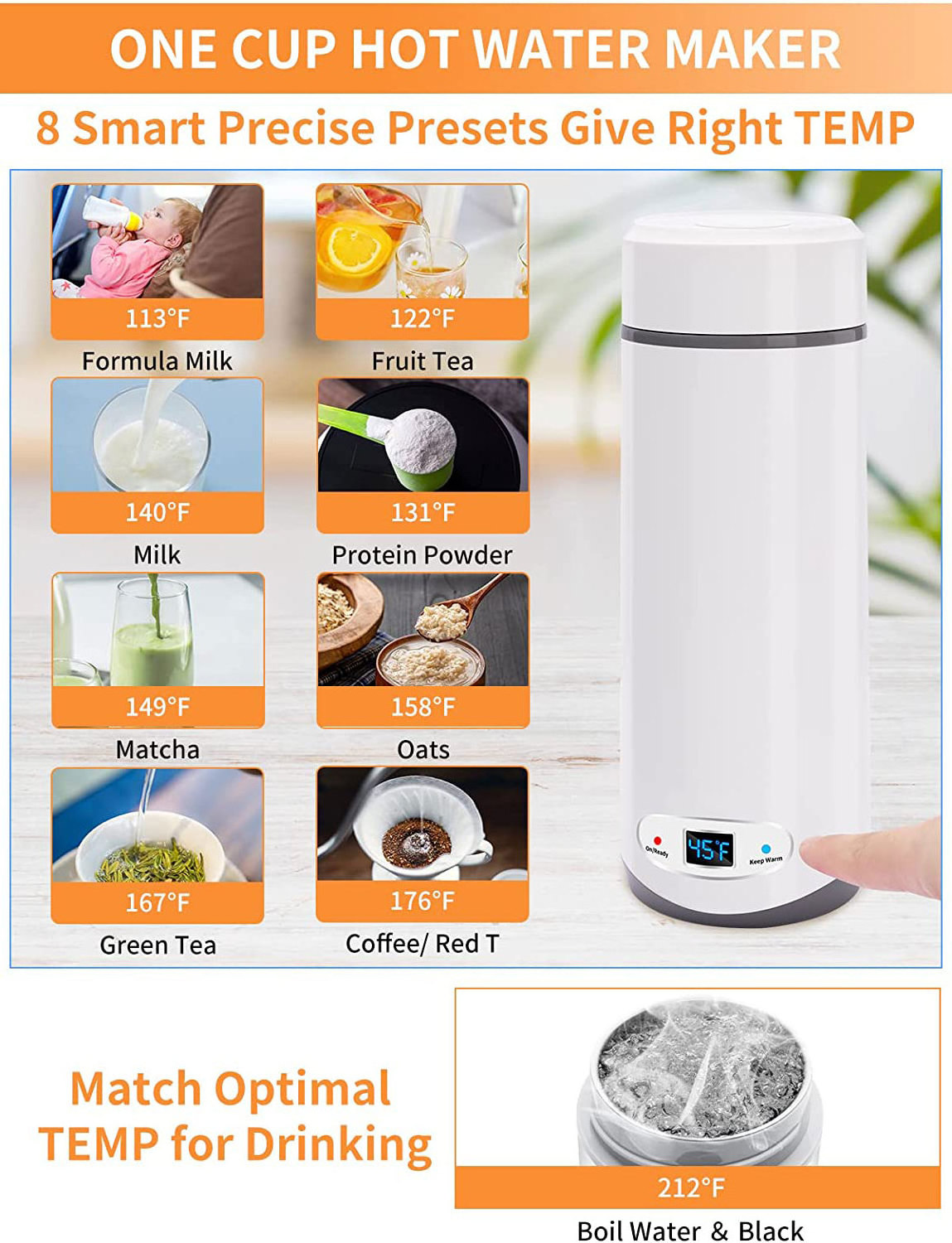 Mini Electric Tea Kettle Travel Thermo Flask 300W Portable Electric Water Boiler 350ML Heating Cup