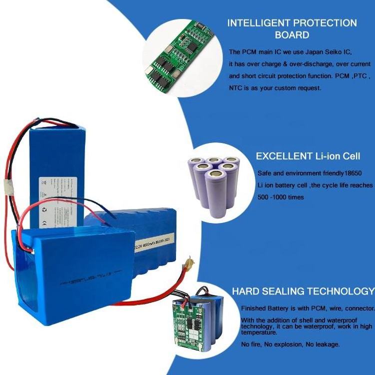 Customized Rechargeable 3.7v 7.4v 11.1v Lithium 18650 Li-Ion Lifepo4 Lithium Battery Pack Enerforce With Pcb Wire Connector