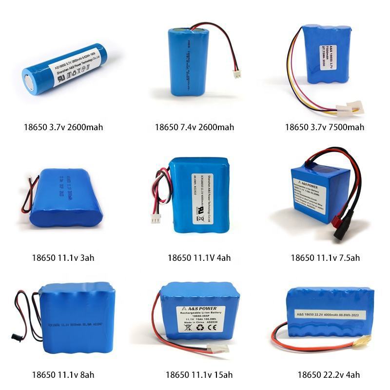 Customized Rechargeable 3.7v 7.4v 11.1v Lithium 18650 Li-Ion Lifepo4 Lithium Battery Pack Enerforce With Pcb Wire Connector