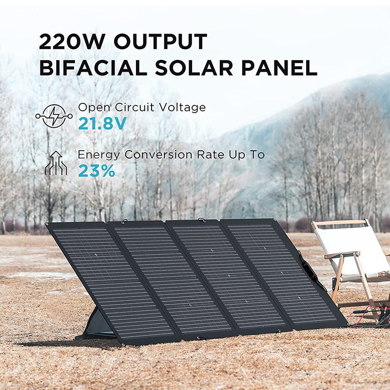 EnergyCreative 220W ETFE Portable Foldable Solar Panels Flexible Solar Panels with Adjustable Kickstand for Off Grid Living