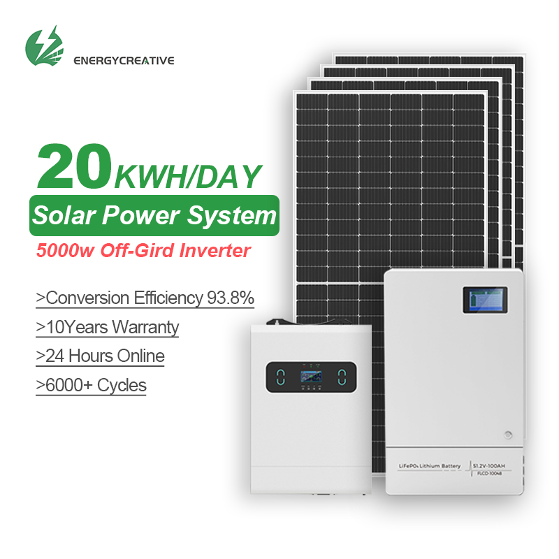 EnergyCreative 5000watt 10KW 20KW 40KW Complete Set Solar Panel Power System Residential Off Grid Solar Energy System