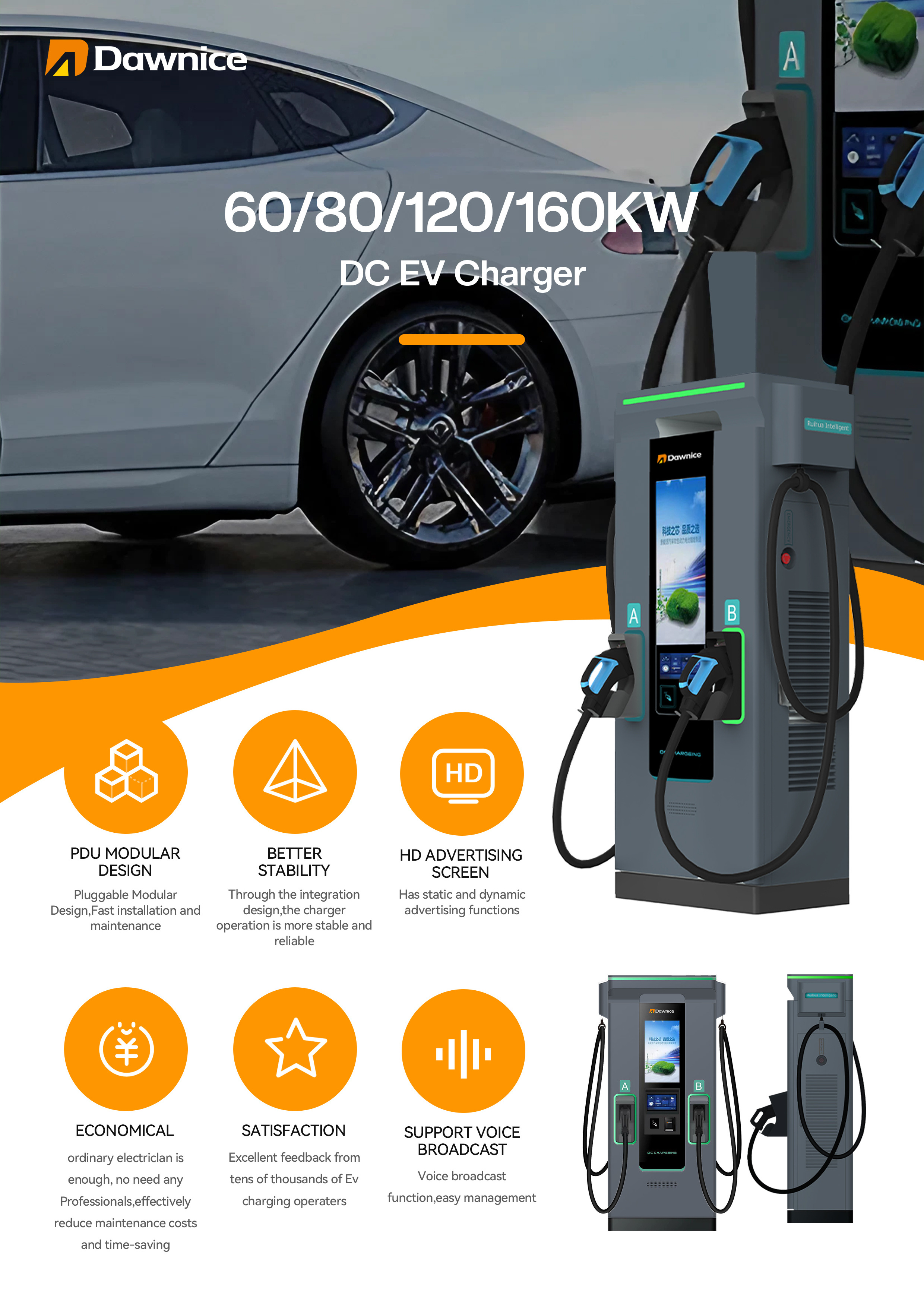 Commercial Solar New Energy Vehicle 60KW 80KW 120KW 240KW 360KW  OCPP Electric Car Dc Fast Charging Pile Ev Charging Station