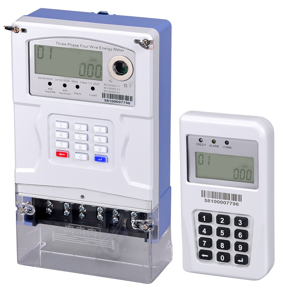 ZTE-310-S BS split type STS three phase four wire smart keypad prepaid meter digital electricity electronic energy meter