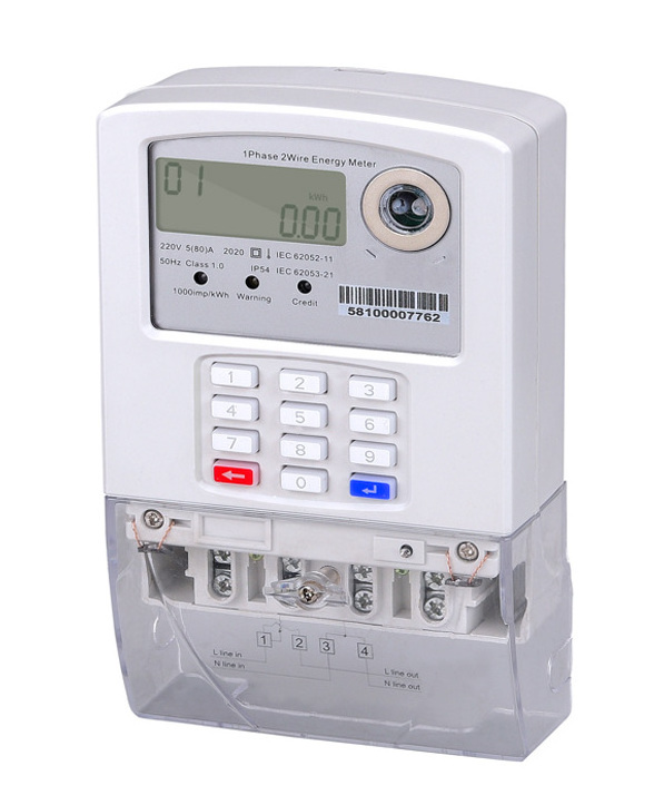 220V 5/60A STS Single Phase Prepaid Power Meter Keypad Prepaid Digital Only LCD Display -25 to +50 0-999999.99 18 Months DDSY986