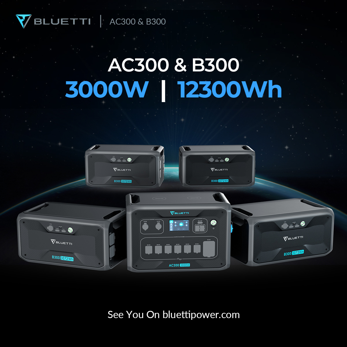 Bluetti 3000W Parallel To 6000W Solar Generator Solar And Ac Charge To Battery Powerstation Camping