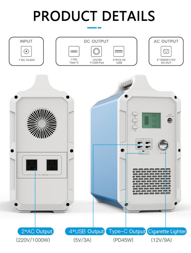 Portable Power Supply  High Capacity 1000W Generator