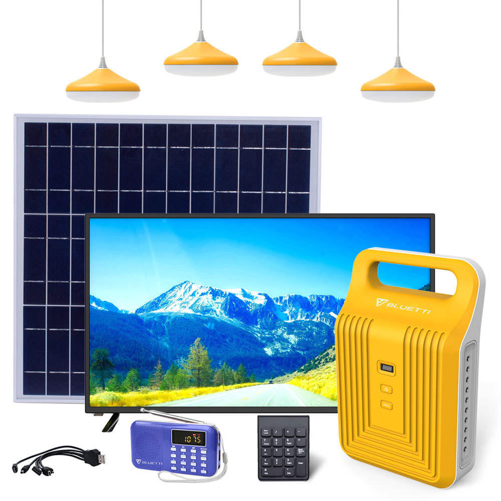 Paygo Floodlight Mobile Home Solar Panel Fan Lighting System Mini Pay As You Go Solar System With Ac Output