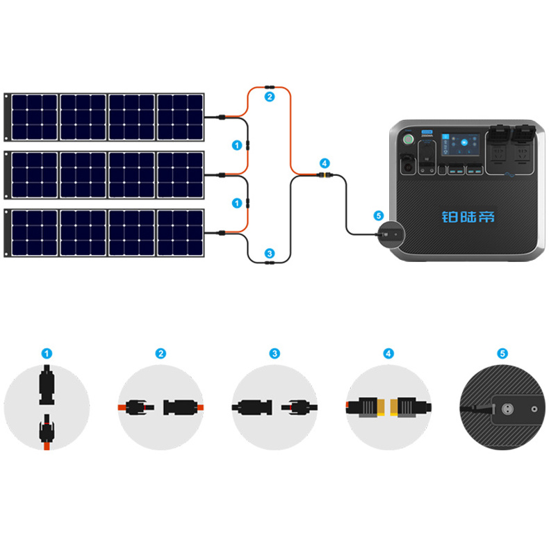 Bluetti 2000W AC Charge Pv Solar Panel Car Charge Diesel Generator LiFePO4 Battery Mobile Power Station For Camping