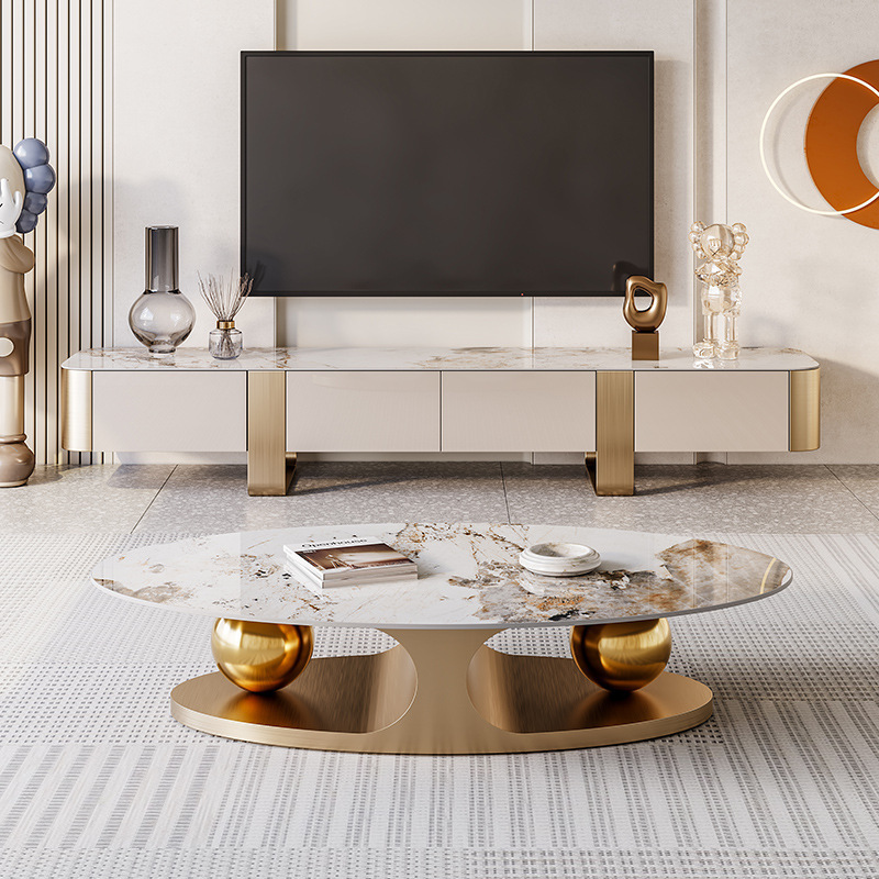 Modern Marble Coffee Tables Gold Metal Customized Steel Stainless sofa center tables for living room furniture