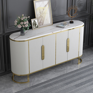 modern luxury gold and white sideboard marble top storage side cabinet with stainless steel frame for living room furniture