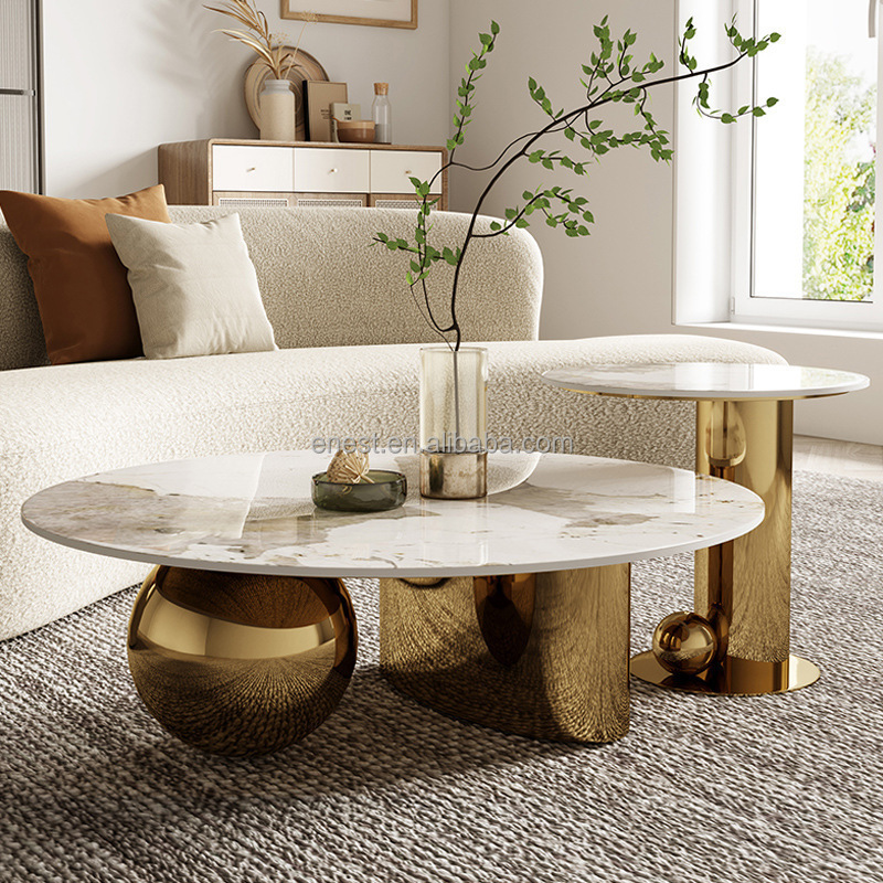 Luxury Hot Selling Gold Stainless Steel Coffee Table Set Modern sofa Center side tables for Living Room furniture