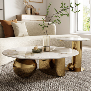 Luxury Hot Selling Gold Stainless Steel Coffee Table Set Modern sofa Center side tables for Living Room furniture