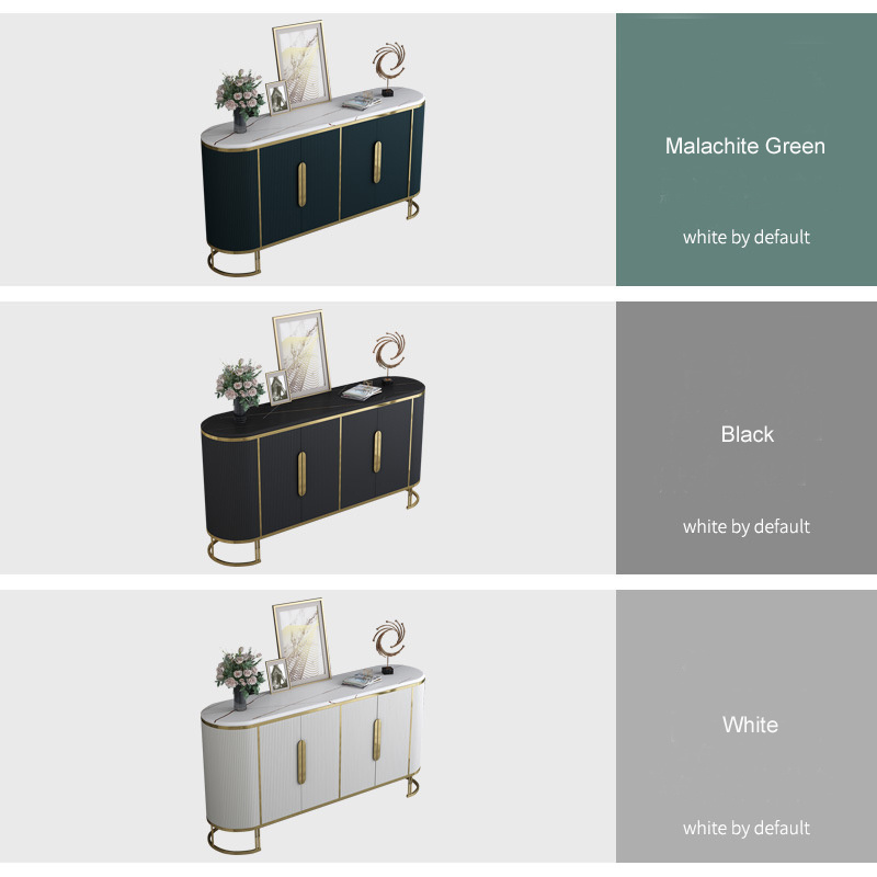 modern luxury gold and white sideboard marble top storage side cabinet with stainless steel frame for living room furniture