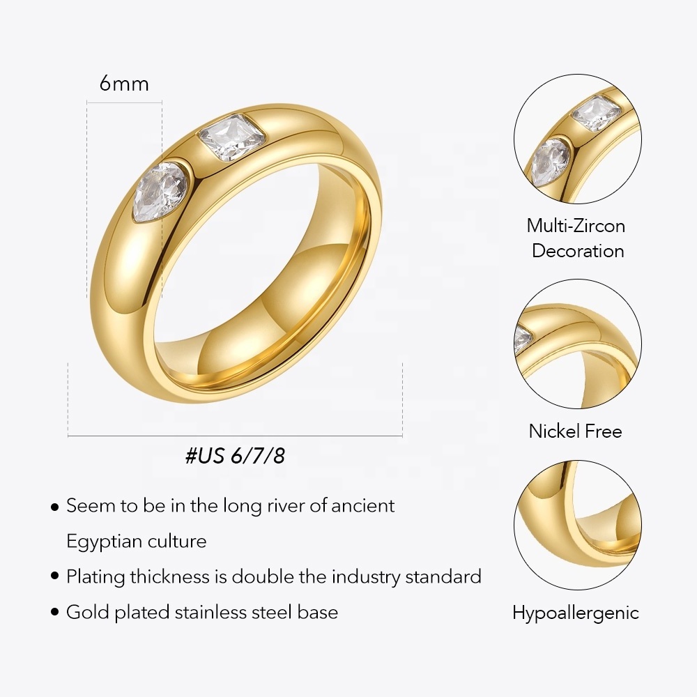 Teardrop Cubic Zircon Finger Accessories Rings 18K Gold Plated Stainless Steel Jewelry For Gift Party R214146