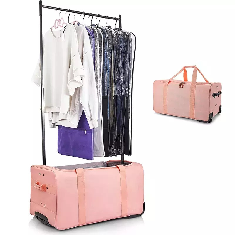 Large Rolling Carrier Travel Closet Suitcase Dance Competition Trolley Duffel Bag with Garment Rack for Dancer