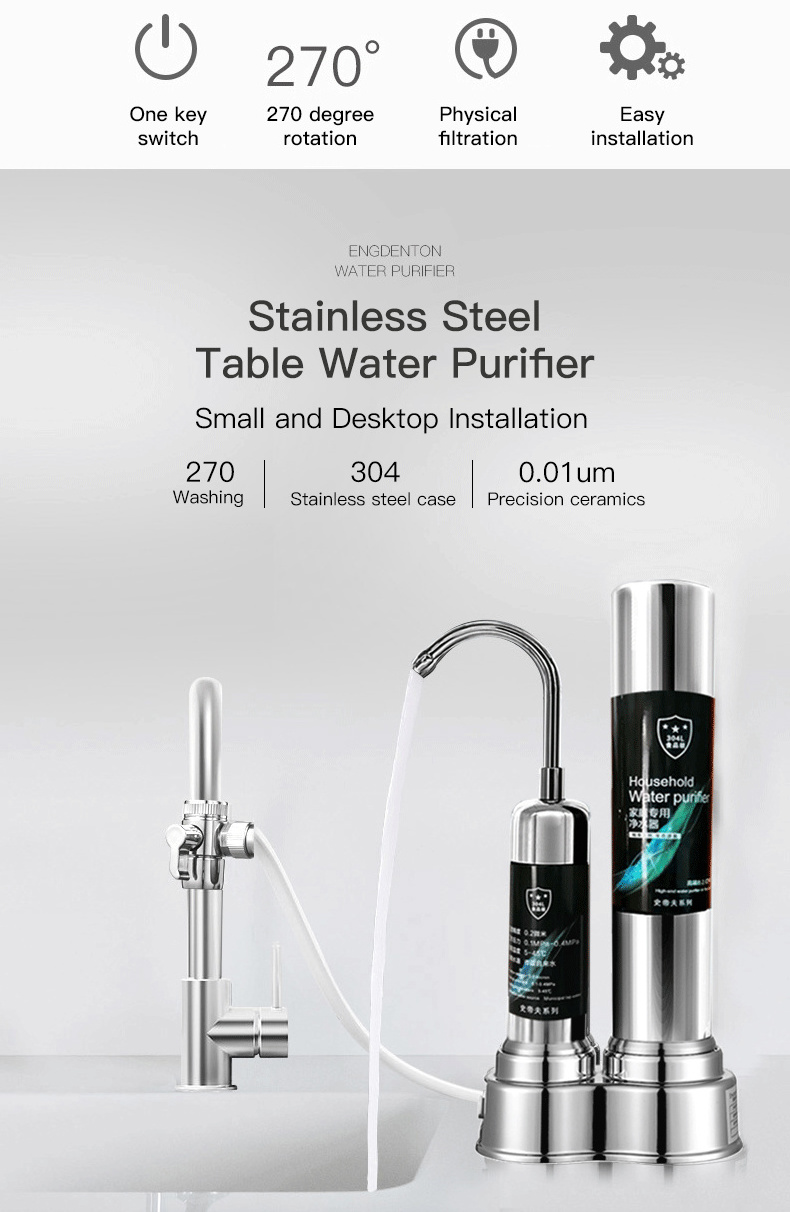 Customized Wholesale Kitchen faucet mounted water purifier mini tap water filter with ceramic carbon filter cartridge