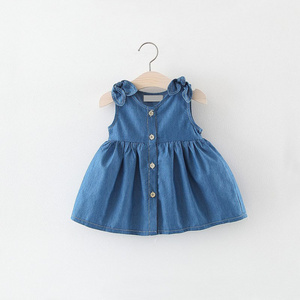 Summer Baby Toddler Denim Dress Sleeveless Girl Fashion Princess Skirt High Quality Baby Clothes